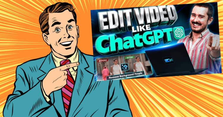PowerDirector user pointing to the new A.I. chat feature.