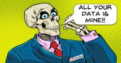 Satirical image of an Adobe rep claiming your data.