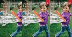 Box shots of the latest version of Premiere Elements 2019