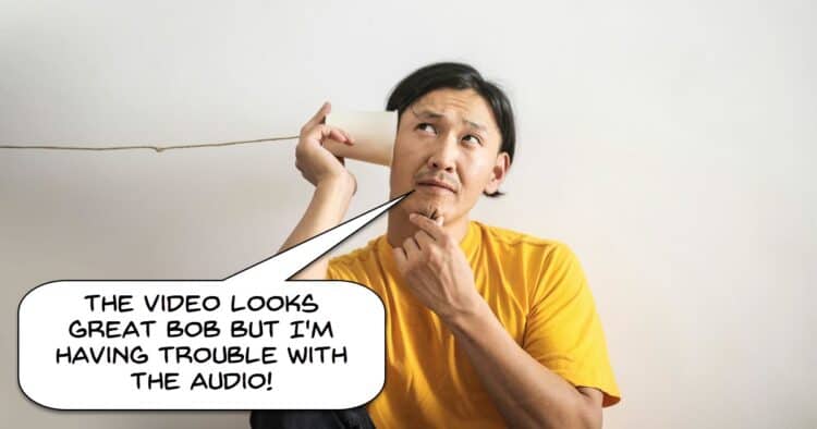 Man complaining about bad audio in a video.