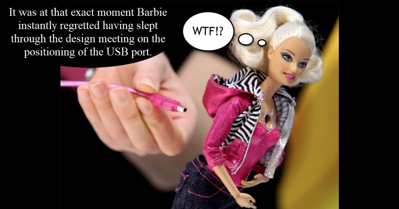 Barbie doll toy with inbuilt video camera.