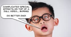 Funny image of young boy complaining about his father's boring editing.