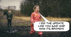 Child crying becuase video editing software broke after an update.