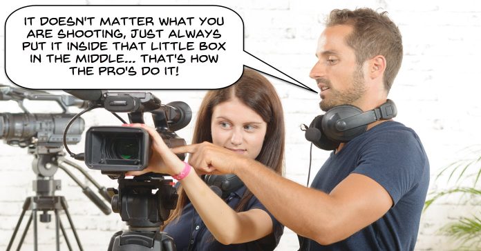 Humorous image instructor giving bad video shooting advice.