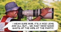 Man shooting video with crazy oversized lens
