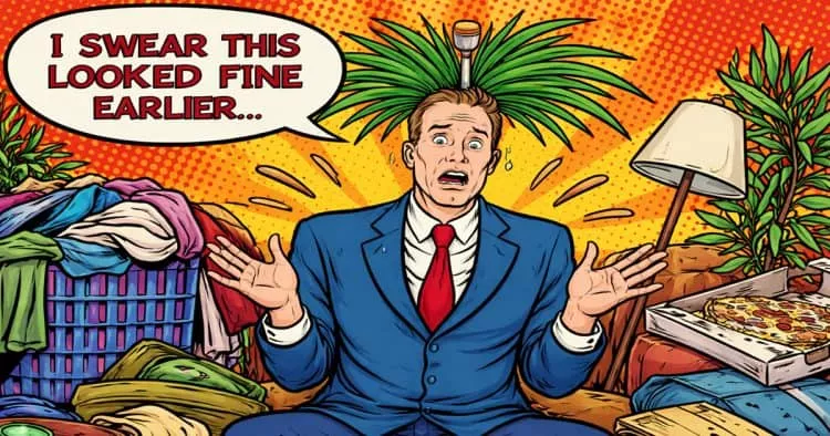 Humorous cartoon image of poor shot composition.