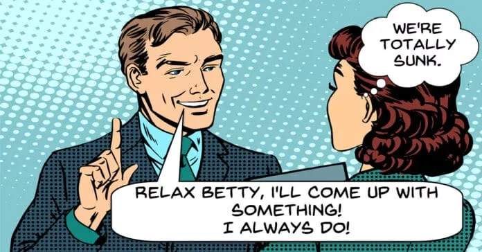 Cartoon of boss assuring an emplyee he will get an idea for a vieo.