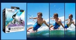 Slow motion image of CyberLink ActionDirector plus retail box.