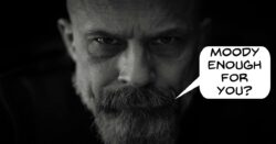 Intense moody looking man in closeup.