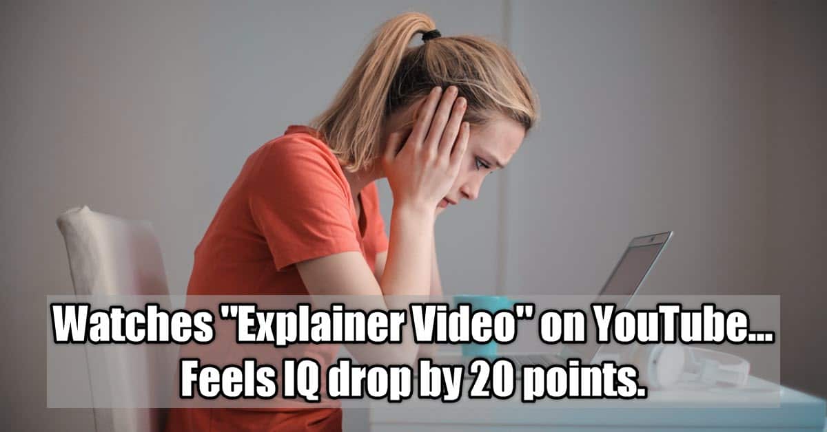 Humorous image of woman unable to understand a video tutorial.
