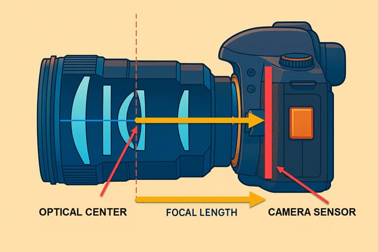 Diagram showing focal length.