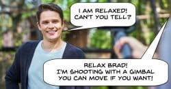 Couple shooting video with a phone gimbal.