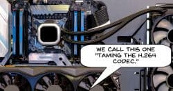 Image of a complex computer needed to edit H.264 codec video footage.