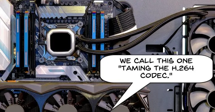 Image of a complex computer needed to edit H.264 codec video footage.