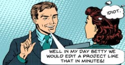 Boss boasting about time to edit a video.
