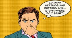 Cartoon image of confused video editing newbie.