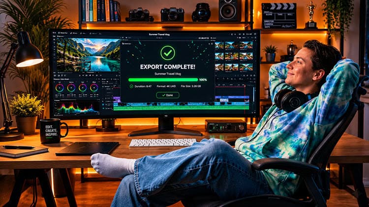 Video editing for platform and uploaded.