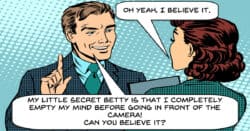 Pop Art image of man giving advice for being on camera.