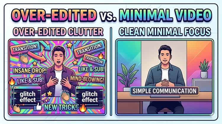 Before and after of over editing versus simplicity.