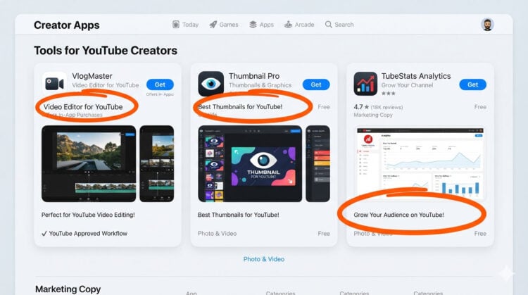 Marketing showing platform specific recommendations