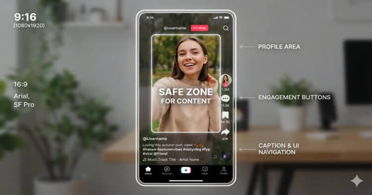 Illustration of safe zones effect on social media platforms.
