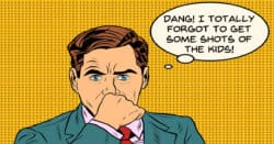 Pop art image of man forgetting to get footage.