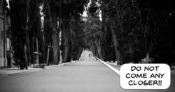 Image of distant person calling for social distance.