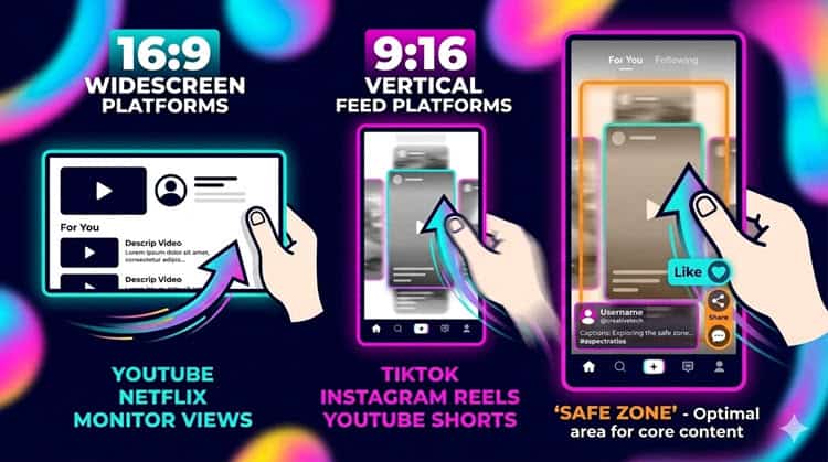 Graphic of social media aspect ratios per platform.