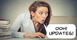Computer user checking out software updates.