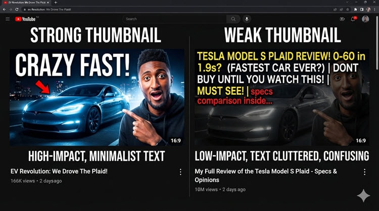 Comparison of cluttered and uncluttered youtube thumbnails.