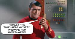 Humorous image of Star Trek character preparing for Hyperlapse.