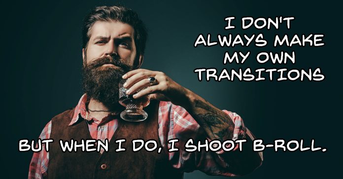 Humorous image of trendy man who shoots b-roll footage for transitions.