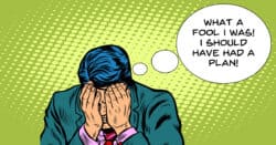Cartoon image of a man is despair over no editing plan.