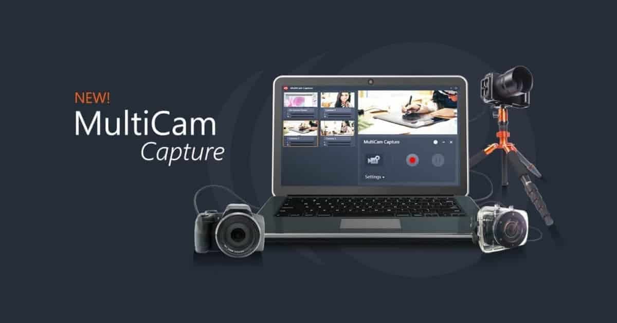 Corel VideoStudio multicam feature splash screen.