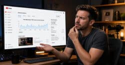 Confused YouTuber looking at YouTube Studio interface.